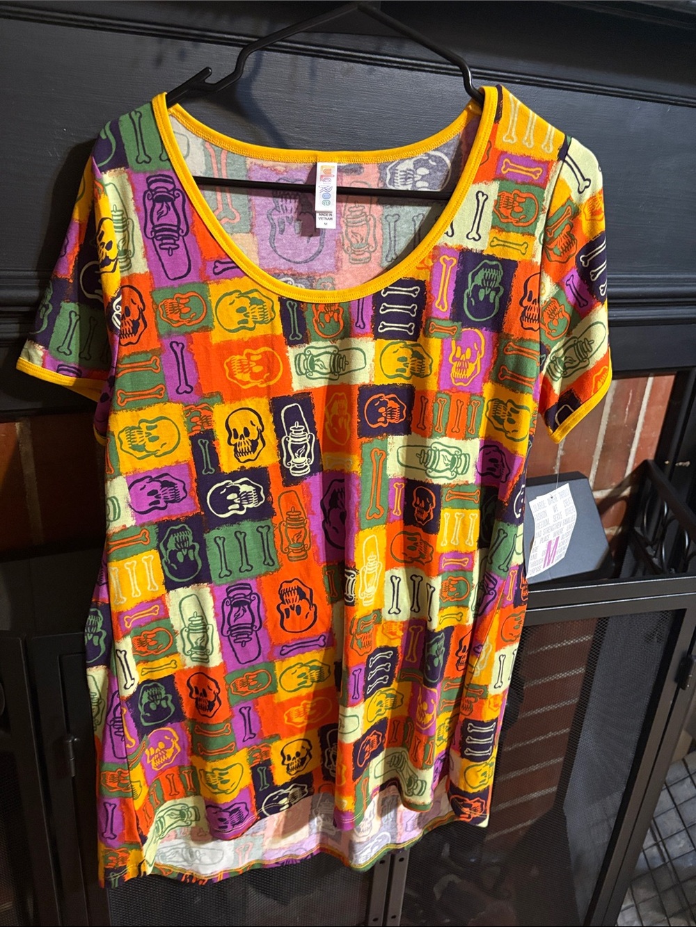 Lula Roe Colorful Halloween Skull & Bones Tee